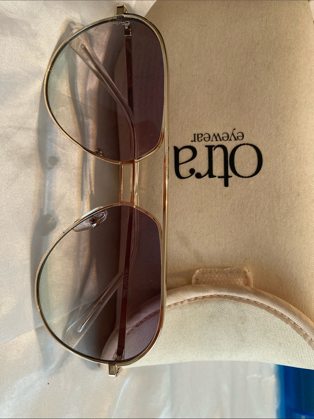 Otra Gold Aviator Sunglasses with Brown Lenses